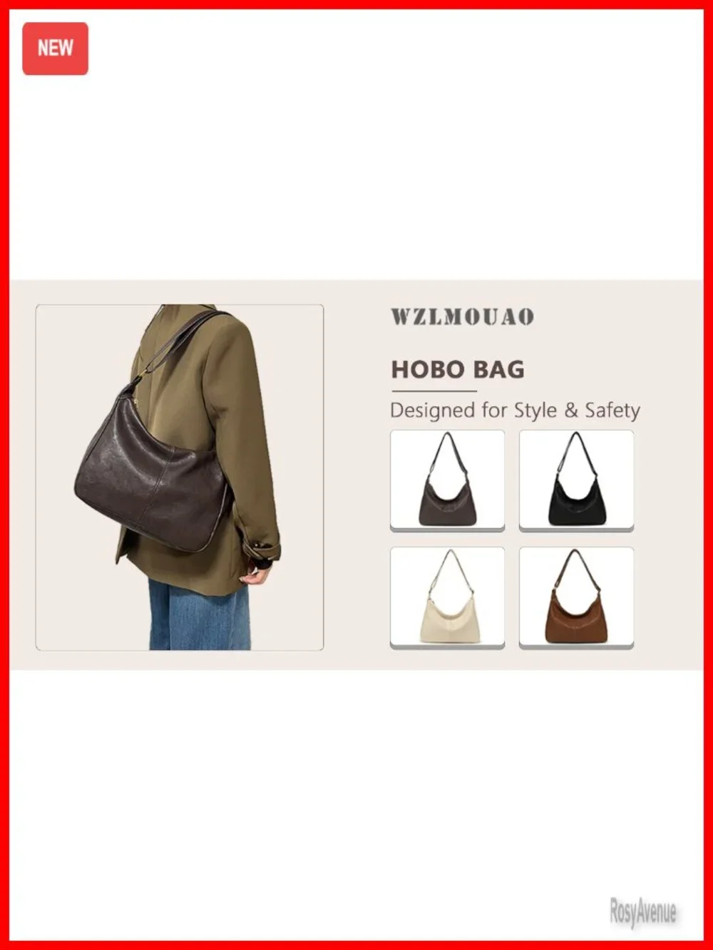 Ultra-Soft Vegan Leather Slouchy Hobo Bag Women Shoulder Tote